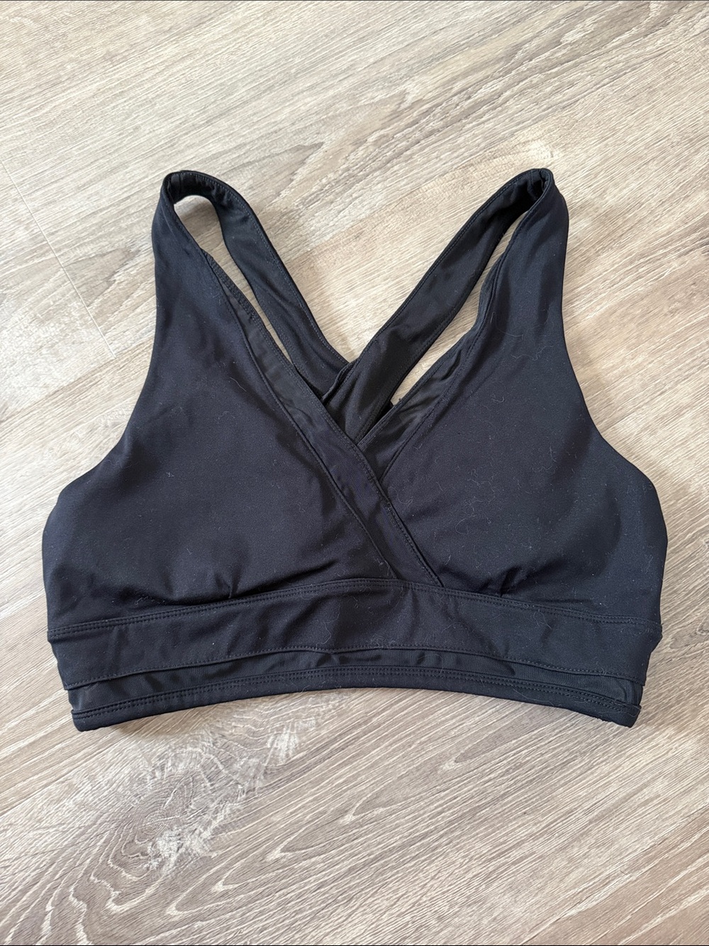 Fabletics Black Cross-Back Low-Impact Sports Bra